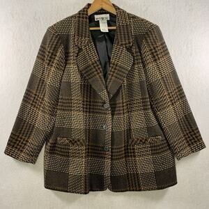 VTG 90s Women Plaid Blazer Sz 16W English Countryside Academia Preppy Equestrian